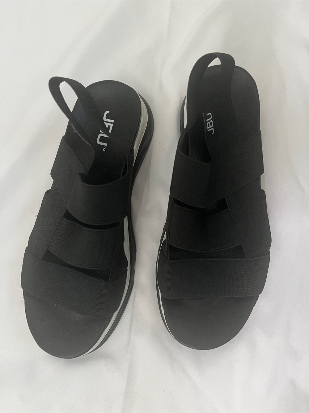 JBU Black Strappy Elastic Platform Sandals - Picture 3 of 6